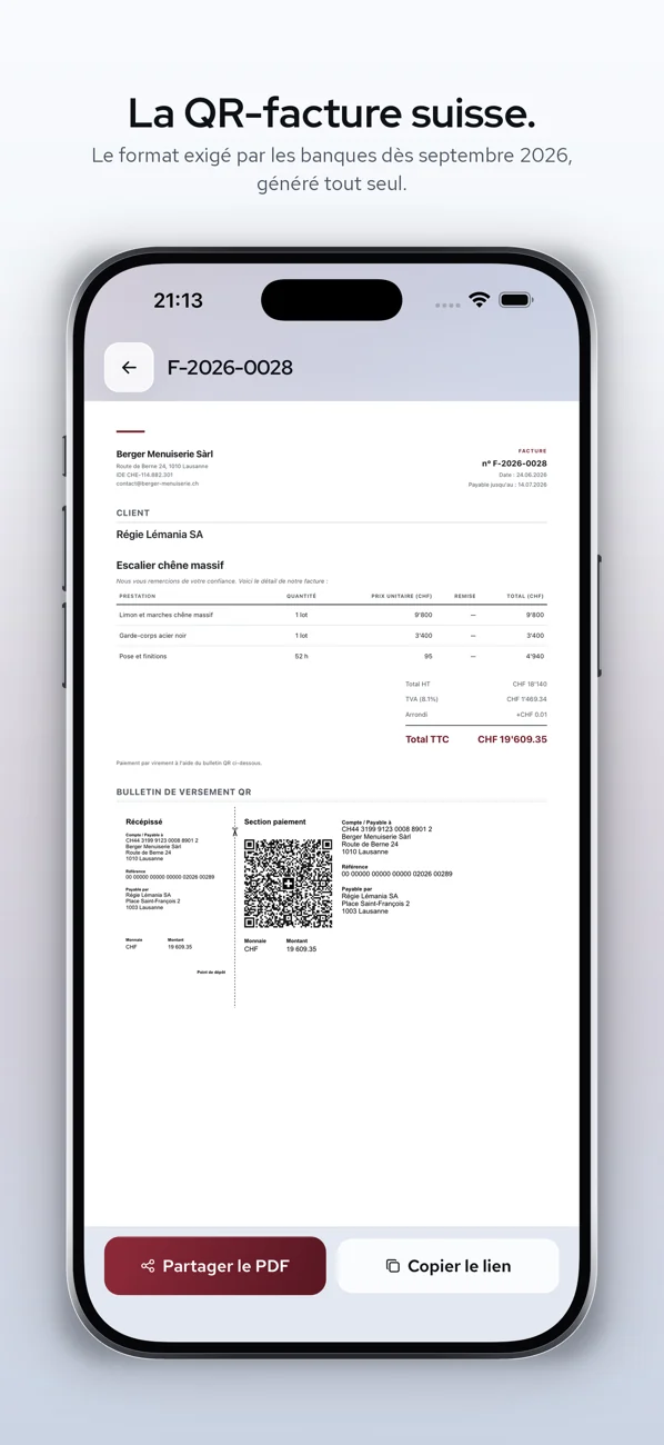 La fattura QR svizzera, pronta da condividere in PDF