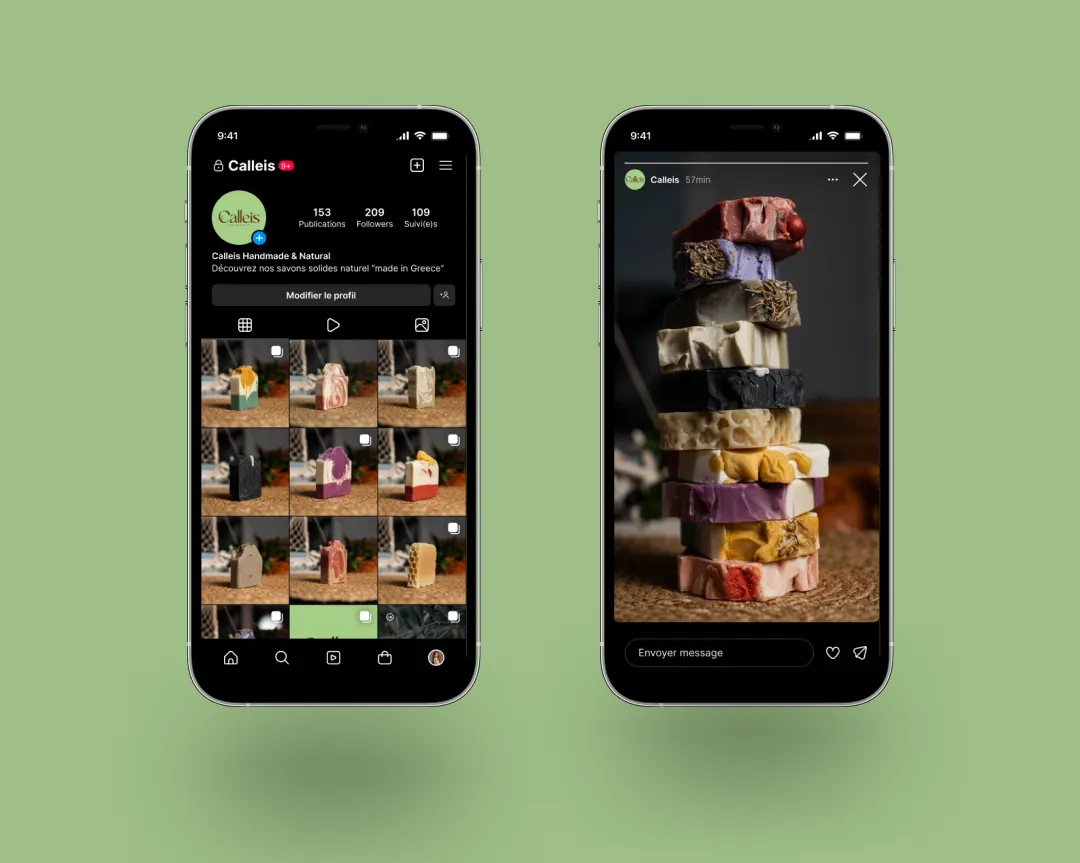 Le compte Instagram et la boutique.